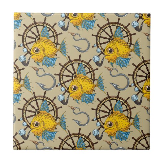 Kapitän zur See-Fisch-Muster Fliese (Vorderseite)