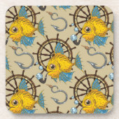 Kapitän zur See-Fisch-Muster Getränkeuntersetzer (Vorderseite)