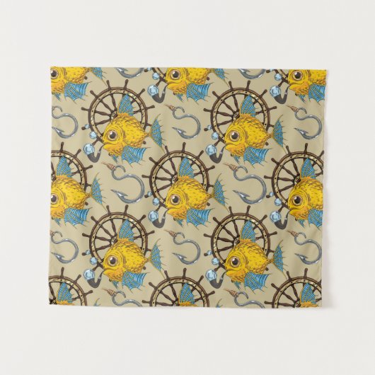 Kapitän zur See-Fisch-Muster Wandteppich (Vorderseite (Horizontal))