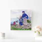 Kapitän zur See und Enkel Quadratische Wanduhr (Zuhause)