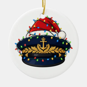 Kapitänsmütze Santa Hut Weihnachtsbeleuchtung Schi Keramik Ornament