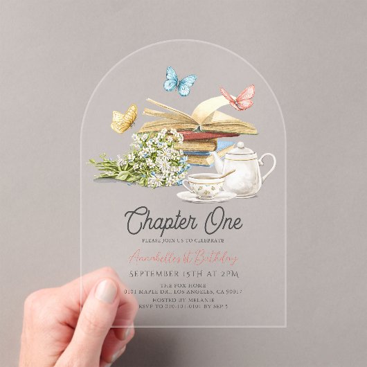 Kapitel 1 Tee Schmetterling Storybook 1. Geburtsta Acryleinladungen (Insitu (Handheld))