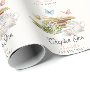 Kapitel 1 Tee Schmetterling Storybook 1. Geburtsta Geschenkpapier