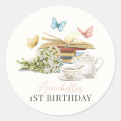 Kapitel 1 Tee Schmetterling Storybook 1. Geburtsta Runder Aufkleber (Vorderseite)