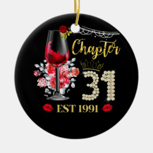 Kapitel 31 Jahre EST 1991 31. Geburtstag Rote Rose Keramik Ornament