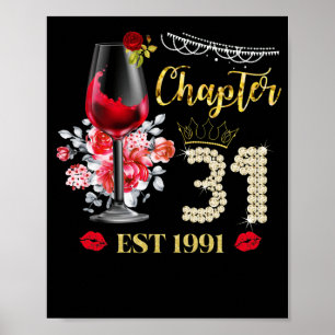 Kapitel 31 Jahre EST 1991 31. Geburtstag Rote Rose Poster