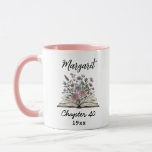 Kapitel 40 Florales Buch - Personalisiertes Geburt Tasse