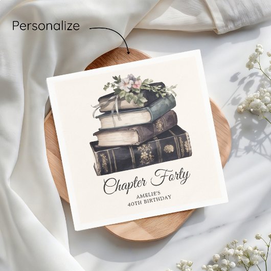 Kapitel 40 Vintages Buch 40 Geburtstag Serviette