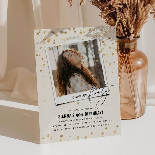 Kapitel 4 Spaß Modernes Foto 40. Geburtstag Einladung