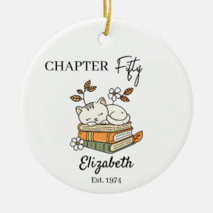 Kapitel 50 Katzenbuch-Ornament, Geschenke zum 50.  Keramik Ornament