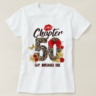 Kapitel 50 Red & Gold Leopard 50. Geburtstag T-Shirt