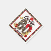Kapitel 60 Red & Gold Leopard 60. Geburtstag Serviette (Ecke)