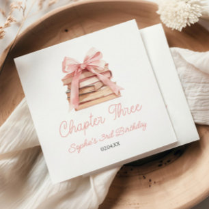 Kapitel Drei Rosa Schleife Bücher 3. Geburtstagsfe Serviette
