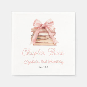 Kapitel Drei Rosa Schleife Bücher 3. Geburtstagsfe Serviette