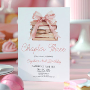 Kapitel Drei Schleifen-Geschichtenbuch 3. Geburtst Einladung