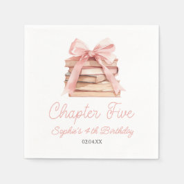 Kapitel Fünf Rosa Schleife Bücher 5. Geburtstagsfe Serviette
