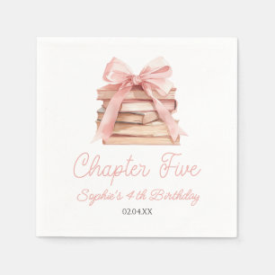 Kapitel Fünf Rosa Schleife Bücher 5. Geburtstagsfe Serviette