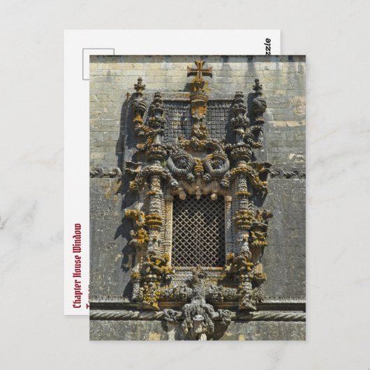 Kapitel Haus Fenster in Tomar. Portugal Postkarte (Vorne/Hinten)