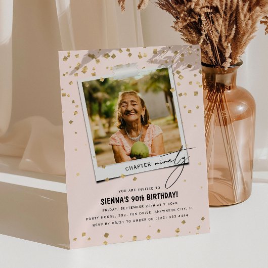 Kapitel Neunzig Spaß Modernes Foto 90. Geburtstag Einladung