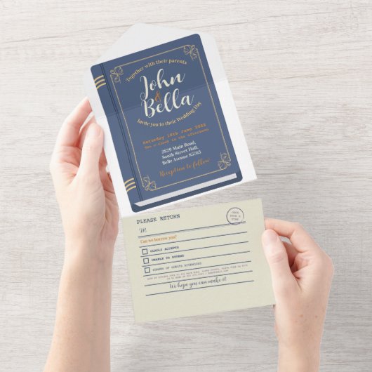 Kapitel und UAWG zum Thema Hochzeitsbücherei All In One Einladung (Abreißen)