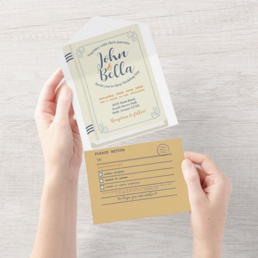 Kapitel und UAWG zum Thema Hochzeitsbücherei All In One Einladung (Abreißen)