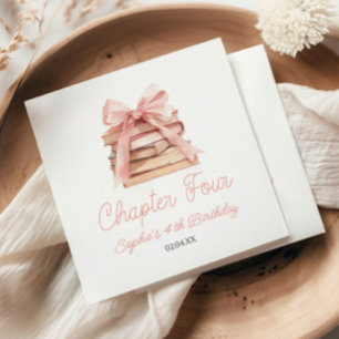 Kapitel Vier Pink Bow Bücher 4. Geburtstagsfeier Serviette