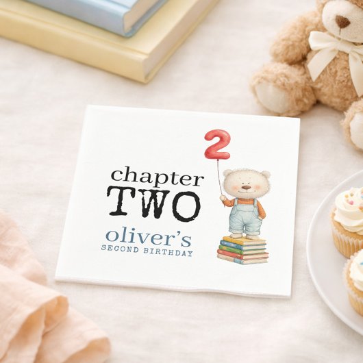 Kapitel Zwei Teddybär Bücher Junge 2. Geburtstag Serviette