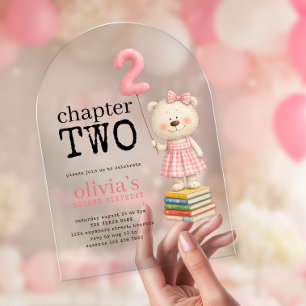 Kapitel Zwei Teddybär Bücher Mädchen 2. Geburtstag Acryleinladungen
