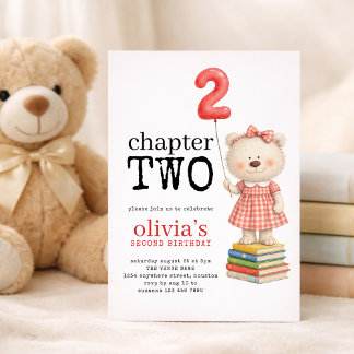 Kapitel Zwei Teddybär Bücher Mädchen 2. Geburtstag Einladung