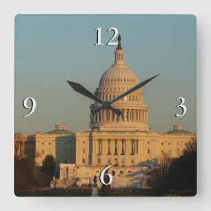 Kapitol an Weihnachten Washington DC Feiertage Quadratische Wanduhr