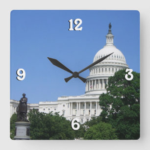 Kapitol in Washington DC Quadratische Wanduhr