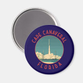 Kapkanaveral Florida Retro Distressed Circle Magnet (Vorderseite/Rückseite)