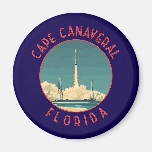 Kapkanaveral Florida Retro Distressed Circle Magnet (Vorne)