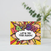 KAPOW Aufgehobene Änderung des Datums Comic Buch P Ankündigungspostkarte (Stehend Vorderseite)