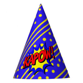 Kapow Pop Art Cartoon Superpower Birthday Hat Partyhütchen