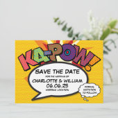 KAPOW Save the Date Fun Retro Comic Pop Kunst (Stehend Vorderseite)