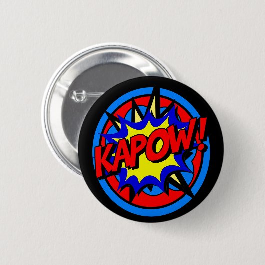 Kapow Superhero Cartoon Button (Vorne & Hinten)