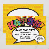 KAPOW Termin vormerken Lustige Retro-Comic- Pop-Ar Save The Date (Vorne/Hinten)