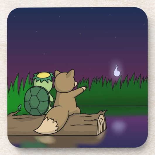 Kappa und Kitsune - Japanisch Yokai Getränkeuntersetzer (Vorderseite)