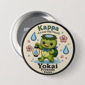 Kappa Yokai Friends Cute Pin Button (Vorne & Hinten)