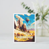 Kappadokie Türkei Vintage Reise Illustration Postkarte (Stehend Vorderseite)