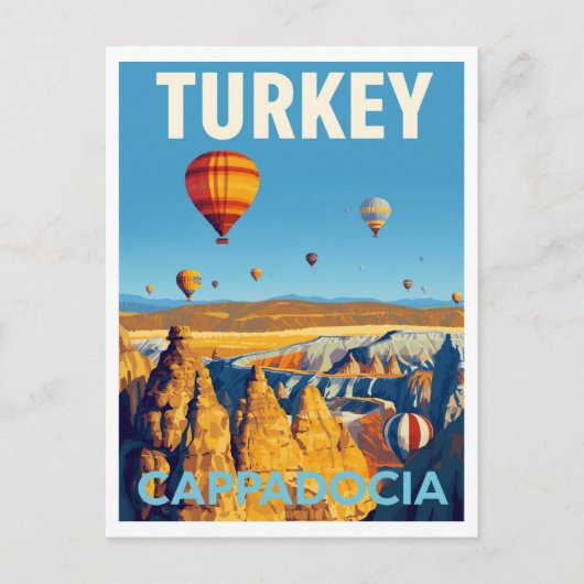 Kappadokien Heißluftballons Retro Postkarte (Vorderseite)