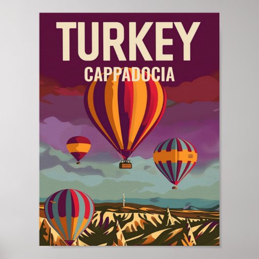 Kappadokien Türkei Vintag Berühmter Reiseort Poster (Vorne)