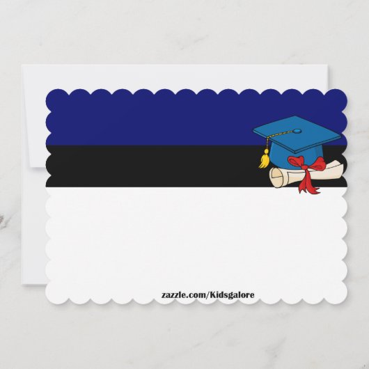 Kappe mit Diplom-blauer Abschluss-Einladung Einladung (Rückseite)