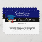 Kappe mit Diplom-blauer Abschluss-Einladung Einladung (Vorne/Hinten)