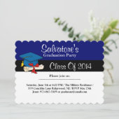 Kappe mit Diplom-blauer Abschluss-Einladung Einladung (Stehend Vorderseite)