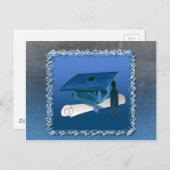 Kappe mit Quaste u. Diplom, Abschluss Ankündigungspostkarte (Vorne/Hinten)