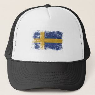 Kappe mit schmutziger Vintager Flagge von Schweden