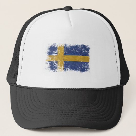 Kappe mit schmutziger Vintager Flagge von Schweden (Vorderseite)