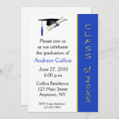 Kappen-Diplom-blaue GoldAbschluss-Einladung Einladung (Vorne/Hinten)